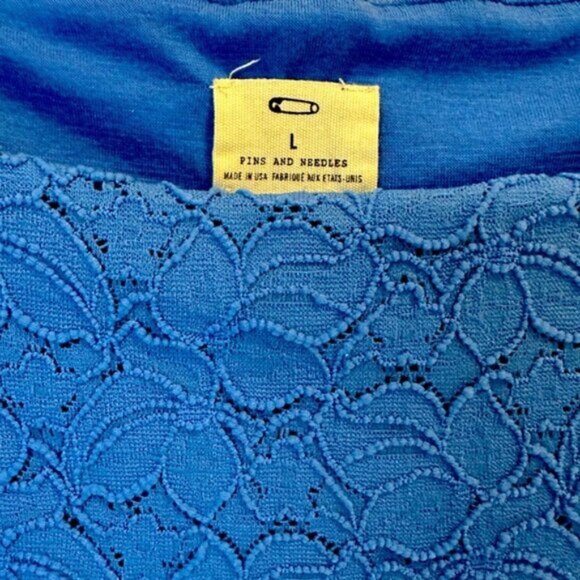 Anthropologie Pina and Needles | Blue Floral Print Textured Dress Size L - Picture 3 of 9